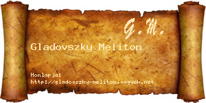 Gladovszky Meliton névjegykártya